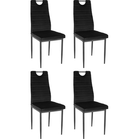 MandyLot de 4 chaises de salle à manger en velours noir (1/5)