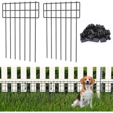Lot de 5 clôtures barrières pour animaux, jardin décoratif 43x33 cm, piquets antirouille, chien et lapin (1/5)