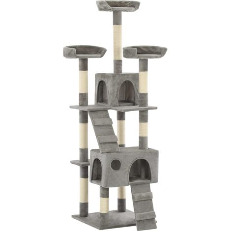 Katzen-Kratzbaum mit Sisal-Kratzsäulen 170 cm Grau