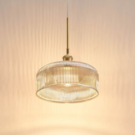Vintage-Hängeleuchte aus gerilltem Bernsteinglas im Retro-Look - Auréline (1/5)