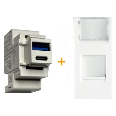 Perry presa caricatore USB A + C 3A compatibile Urmet Nea - 1MCUSB002B