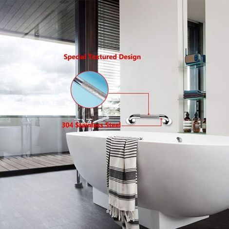 Barre d'appui de toilette en acier inoxydable, poignée de baignoire murale (1/4)