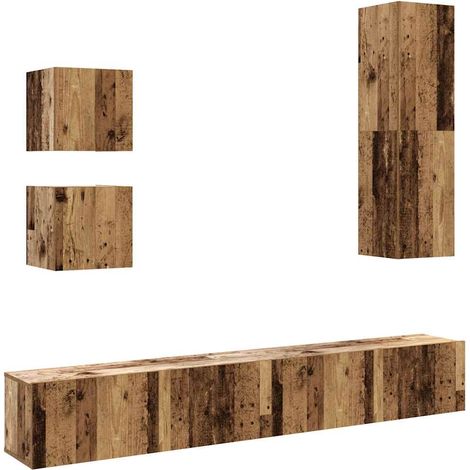 Maison Exclusive - 5-tlg. TV-Schrank-Set Wandmontage Altholz-Opti