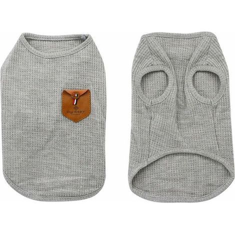 T-Shirt pour Chien, Vêtements pour Chat, 100% Coton, pour Mini-Chien, Petit Chien et Chat (S- Gris) (1/5)