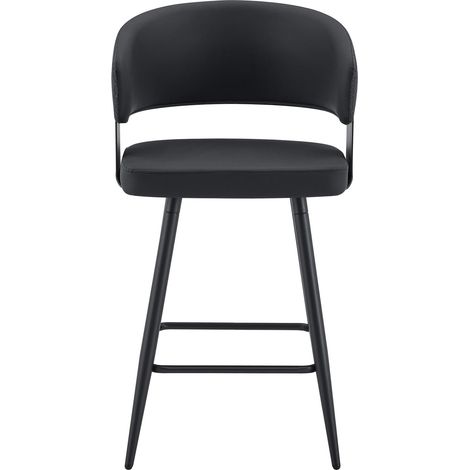 Silla de comedor moderna tapizada en PU con respaldo y reposabrazos, estructura de metal negro (1/5)