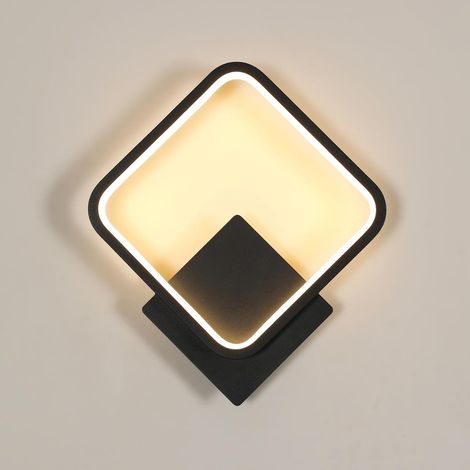 Applique Murale Intérieure, Chaud, 17W Lampe Murale Moderne Noir, Créatif Luminaire Mural LED Carré Aluminium pour Salon, Chambre