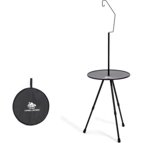 Tragbarer Outdoor Beistelltisch Höhenverstellbar Ultraleicht Runder Strandtisch Aluminiumlegierung Lampenständer Teetisch Rutschfest Mit Lampenständer Faltbar Schwarz Camping Angeln Outdoor (1/5)