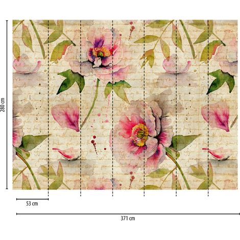 A.S. Creation Fototapete Livingwalls The Wall 382761 Ein Motiv pro Rolle 3.71 x 2.80 m Blumenoptik Beige (1/3)
