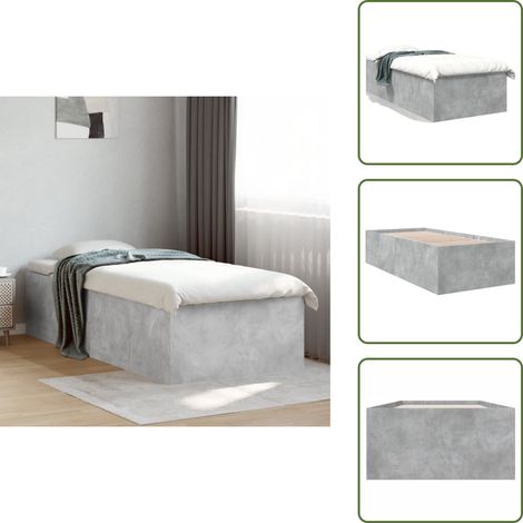 The Living Store Cadre de lit sans matelas gris béton 75x190 cm - Cadre De Lit - Lit Double - Lit En Bois - Meuble De Chambre - Literie (1/5)