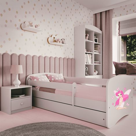 Cama 80x180 somier y cajón incluidos Kocot Kids Babydream El hada mariposa Blanco