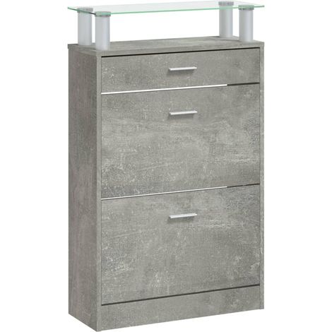 Scarpiera mobiletto portascarpe mobile per ingresso/corridoio/soggiorno 63 x 24 x 104 cm legno ingegnerizzato grigio 020021841