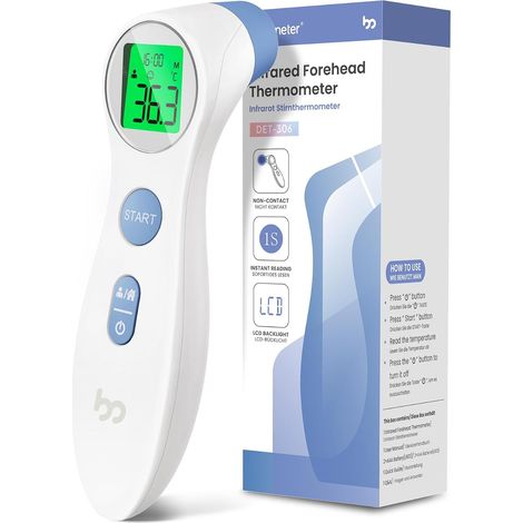 Thermomètre Frontal Bébé et Adulte, Sans Contact, Médical Lecture Précise Instantané, Alarme de Fièvre, Simple à Utiliser, Thermomètre Infrarouge, Mode Muet (1/5)