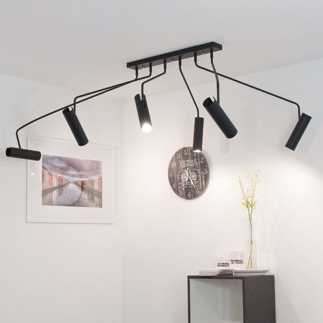 Lampada da soffitto moderna nera 6-flmg (1/5)