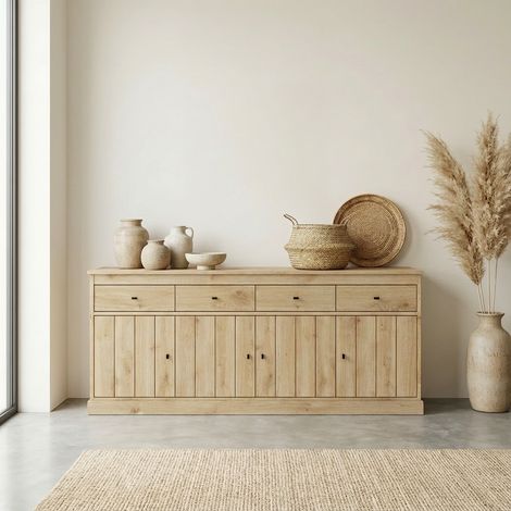 Buffet/bahut contemporain 225 cm chêne clair Valeria (1/5)