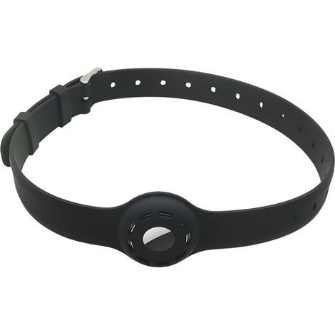 Adjustable Silicone Anti-Strangle Cat Collar for AirTag Cats  Cat Collar with Safety Closure  Compatible with Apple AirTag  Black Silicone Bracelet (1/5)