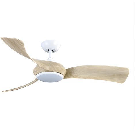 [PRODOTTO USATO] ABRILA - FAN DC CERDEÑA - Colour White with three Blades in Beech colour  Fan 6 Adjustable Speeds  with 3 Temperatures de Light  Remote Control Included  Ideal for Large Spaces