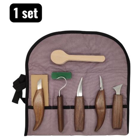 Kit de sculpture sur bois – Ensemble de gouges et couteaux professionnels pour sculpture, gravure, cuillères en bois et travail du bois (1/5)