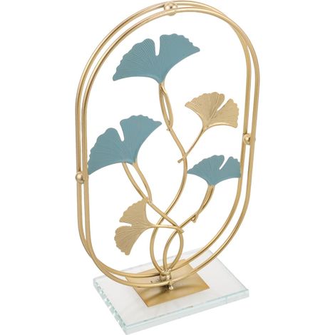 Escultura de hoja de ginkgo hueca, decoración de lujo para el hogar, ideal para oficina, sala de estar o mesa de entrada, 28 x 15,7 x 8 cm, adorno elegante. (1/5)