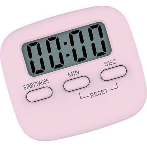 Timer da cucina digitale in plastica ABS rosa con allarme sonoro  Orologio da tavolo con funzione conto alla rovescia, ideale per la palestra e il bagno (1/5)