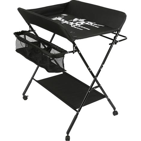 Table à langer pour bébé, design pliable, grand espace de rangement, Gris (1/2)