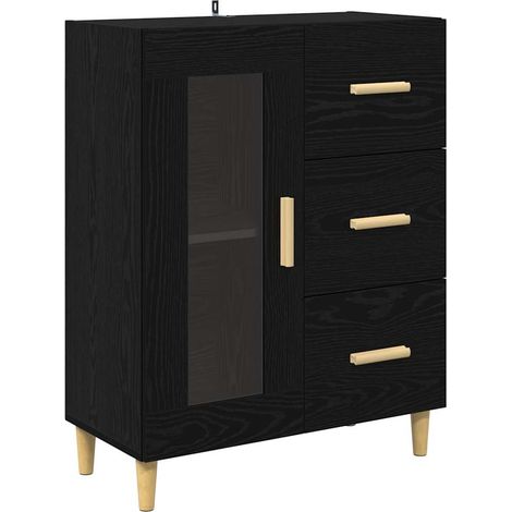 Buffet,Meuble de Rangement,Bahut Chêne noir 69,5 x 34 x 90 cm Bois d'ingénierie CFW387204 (1/5)