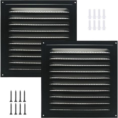 Grille de soffite carrée en aluminium, 2 pièces, avec écran pour porte extérieure, maison, Garage, maille 150x150, persienne noire (1/5)