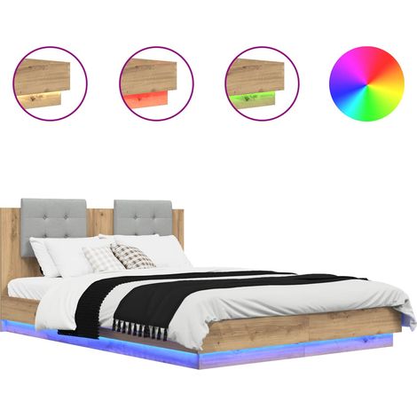 Bed Frame with Headboard with Storage Artisan Oak 120 x 200 cm vidaXL
