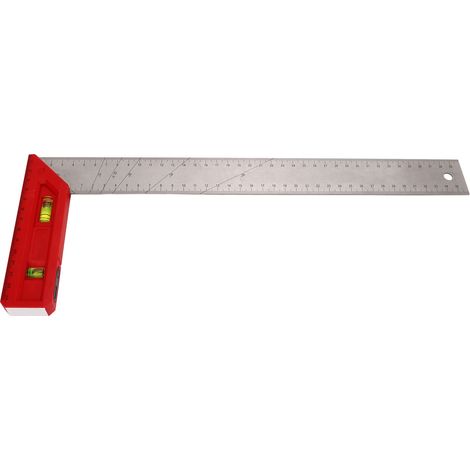 Équerre de menuisier professionnelle à 90° et 45° avec niveau à bulle, 40 cm