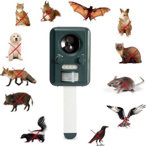 Répulsif Ultrason Solaire pour extérieur, Dispositif Anti Animaux Rechargeable USB, Couverture 65 m2, Angle 120°, éloigne Souris Chats fouines et Oiseaux (1/5)