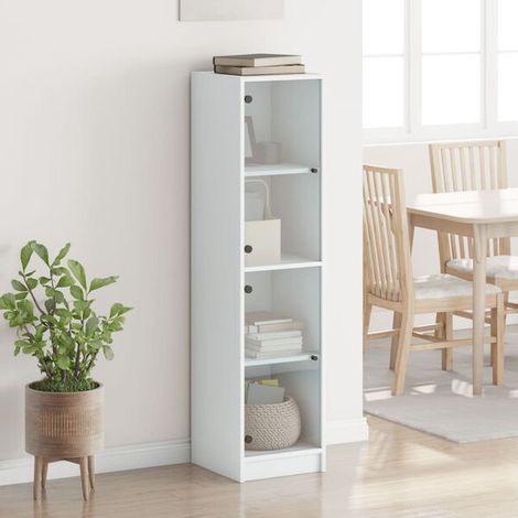 Buffet de Cuisine avec Portes en Verre, Meuble Rangement 35x37x142 cm, Armoire Étroite pour Salon ou Entrée, Design Moderne et Élégant (1/5)