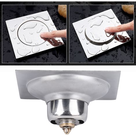 Grille de Sol Pédale Bounce Anti-Odeurs 10x10cm Stainless Steel - Plaque Épaisse Antidérapant pour Salle de Bain, Cuisine et Garage (1/5)