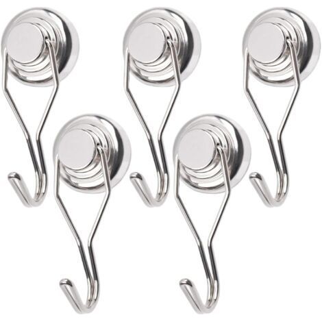 Reinforced Magnetic Hooks 5 Pieces Magnetic Hooks for Wall - 360° Rotation Storage Organizer for Kitchen Fridge Closet Garage (1/5)