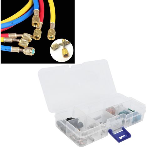 Kit de 46 pièces pour l'extraction du noyau de la valve de climatisation, incluant un outil de réparation et un jeu de joints pour R410/R22/R134a. (1/5)