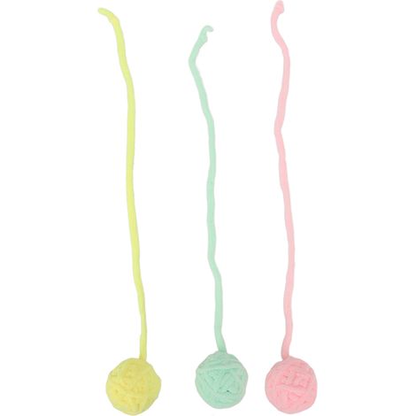 Boule en peluche pour chat, 3 pièces, boules à mâcher interactives et pelucheuses avec cloches pour chats d'intérieur, chaton, couleur Pure (1/5)