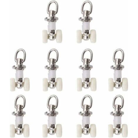 10 Pieces Plastic Curtain Track Glider Rail Rollers Twin Rollers Aluminum Alloy (1/5)