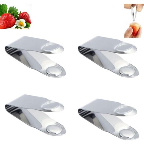Équeuteur - Équeuteur de fraises - Équeuteur de tomates - Équeuteur de tiges de fraises - Équeuteur de tomates - Ustensile de cuisine - pour pommes de terre, ananas, carottes et tomates - 7 x 2,5 x 2, (1/5)