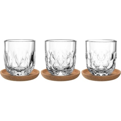 Lot de 6 verres à café 3 dessous de verre en liège 3 tasses à café Verre à cappuccino pour porte-filtre Passe au lave-vaisselle Avec structure goutte Transparent (1/5)