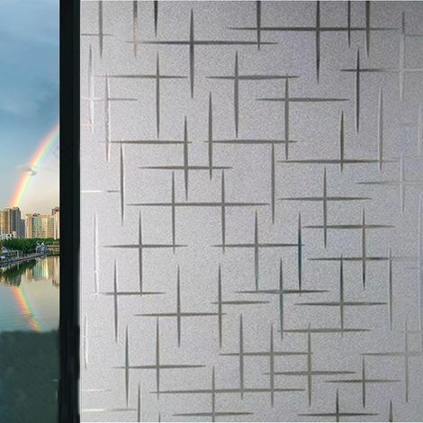 Lámina para ventanas de 70x400 cm, para mayor privacidad, antirreflejos, con aislamiento térmico, protección UV, efecto esmerilado opaco, aplicación electrostática, para uso doméstico, con diseño de e (1/5)