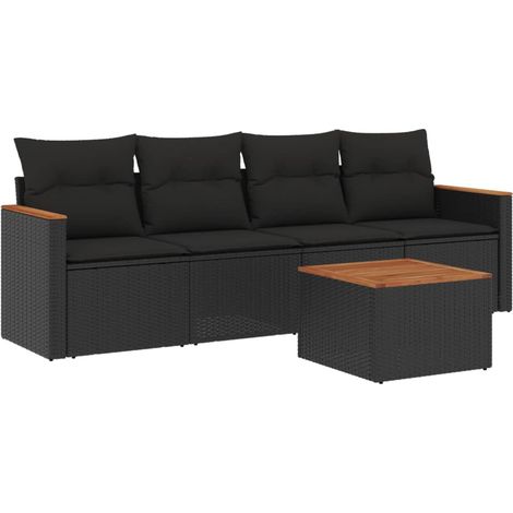 Maison Exclusive - Set de muebles de jardín 5 pzas y cojines ratá (1/3)