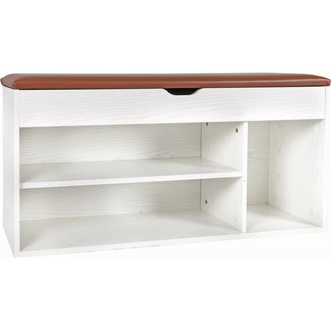 Scarpiera panca ingresso con cuscino 104x49x30 cm Rovere Sbiancato (1/5)