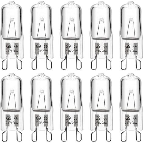 Ampoule halogène G9 28 W 230 V, 370 lm 2700 K blanc chaud à intensité variable, ampoules à capsule G9, pour lustres, lumières de paysage, appliques murales, éclairage d'armoire, Pack O (1/5)