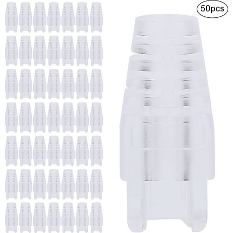 50 pièces Manchons de Protection RJ45 pour Câbles Réseau CAT5e/CAT6, Connecteurs Durable pour Ordinateur (1/5)