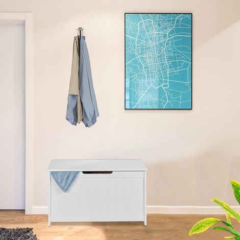 Cassapanca bianca con coperchio - design a doghe