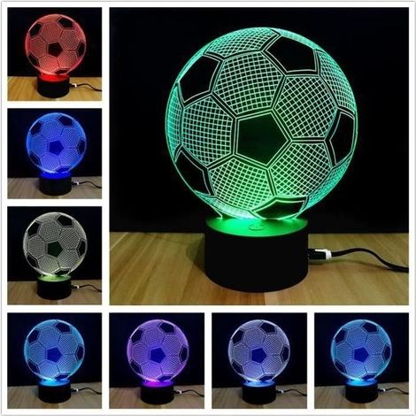 Lampe de Chevet - 3D LED - Football - Rechargeable USB - 7 Couleurs - Enfant (1/4)
