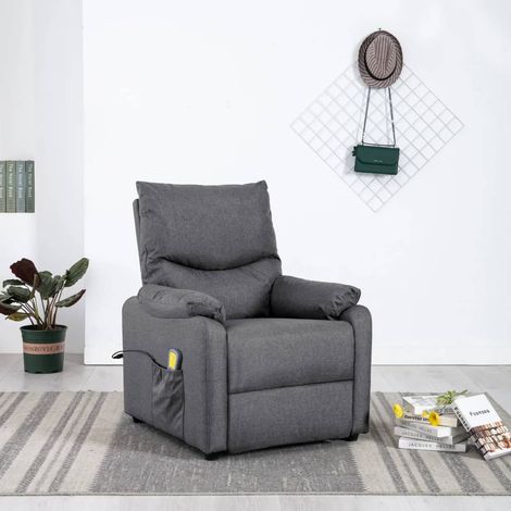 Fauteuil de massage inclinable électrique Gris foncé Tissu 11 (1/5)