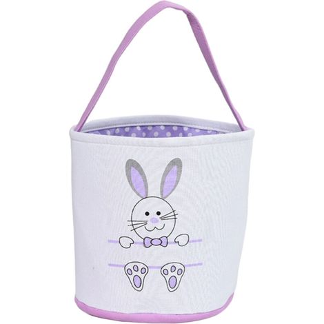 Cesta de conejito de Pascua de lona - Decoración infantil para fiestas, regalos y para guardar huevos (1/4)