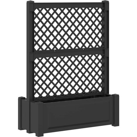 Grand pot de fleurs avec treillis, couleur anthracite, 99,5 x 43 x 133,5 cm
