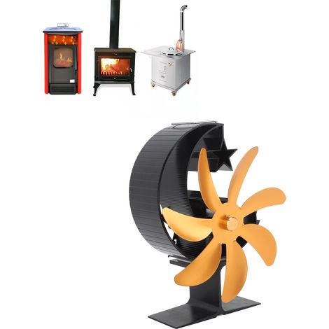 Ventilateur de cheminée thermique en forme de lune pour la pêche sur glace et le camping (doré) (1/5)