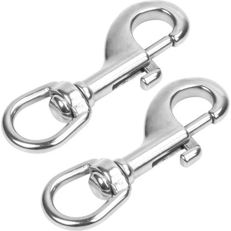 Petit mousqueton pour collier de chien, porte clef - Mousqueton pivotant à 360° - En acier inoxydable - Pour la maison, l'extérieur, le camping (1/5)