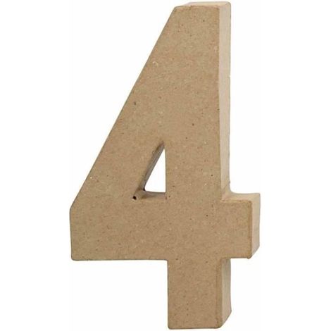Chiffre en papier-mâché - Creative - 4 - 20,5 cm - Marron - Objets décoratifs